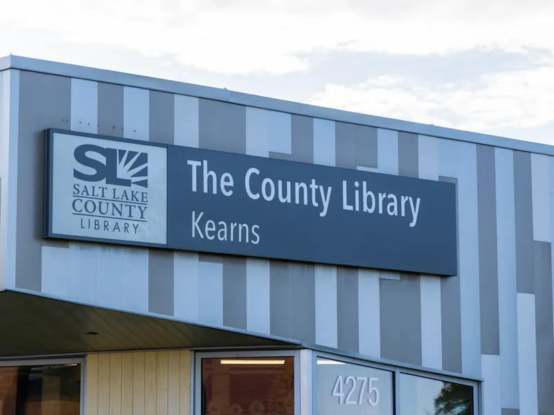 The County Library, Kearns branch sign