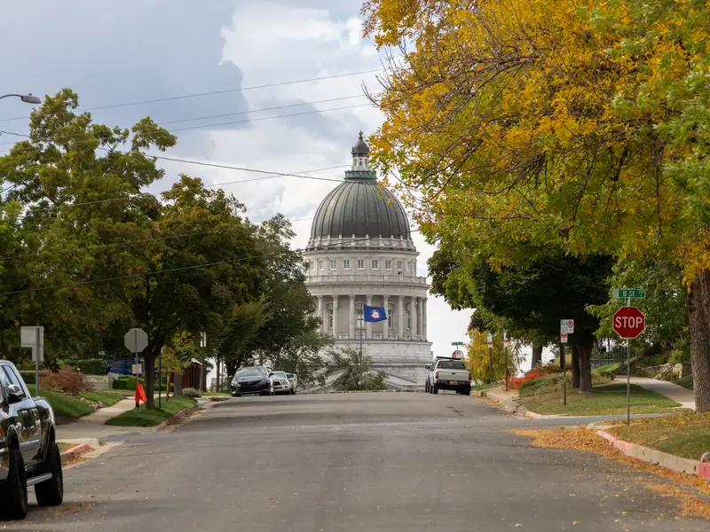 Avenues street looking toward the Utah State Capitol
