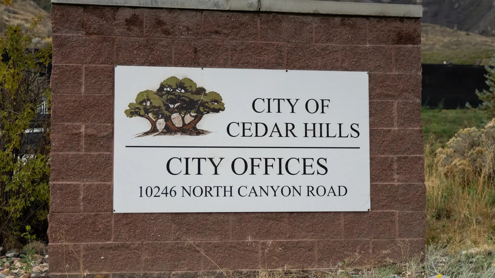 City of Cedar Hills city offices sign on North Canyon Road